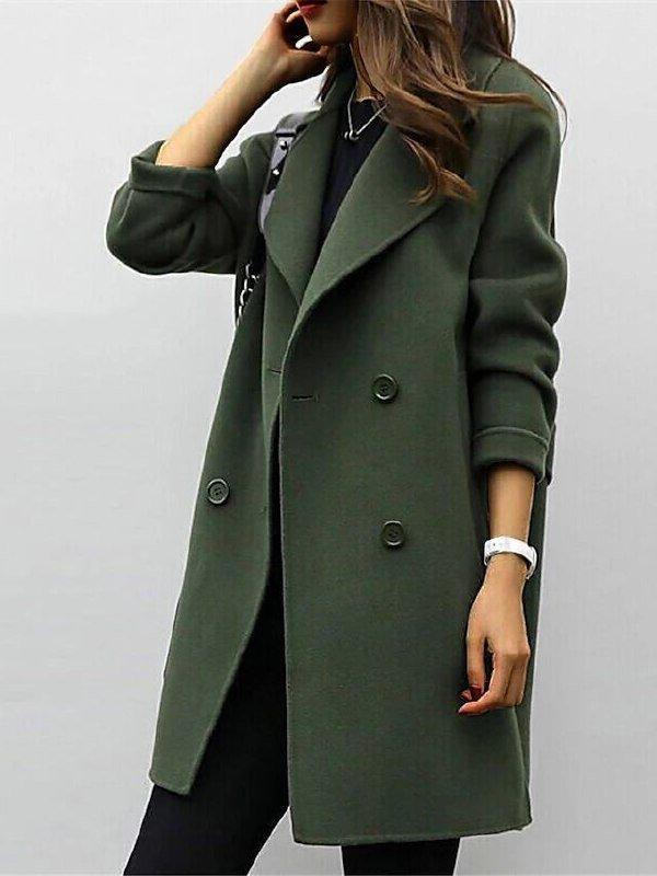 Manteau Femme Élégant Olive à Fermeture Éclair avec Poches