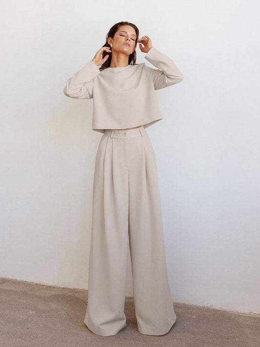 Costume Femme Élégant Pantalon Large - LuxeStyle