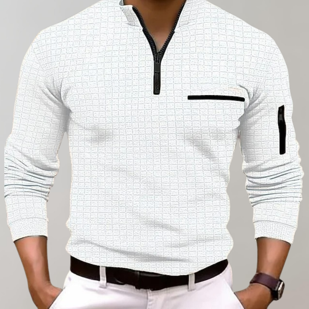 Pull blanc confortable à manches longues pour femme - LuxeStyle