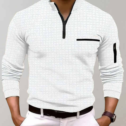 Pull blanc confortable à manches longues pour femme - LuxeStyle