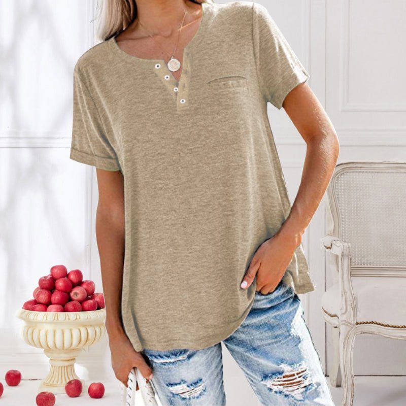 T-Shirt Femme Décontracté à Manches Courtes avec Col Rond