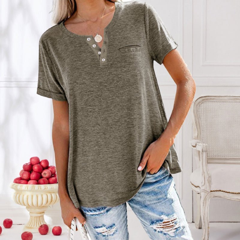 T-Shirt Femme Décontracté à Manches Courtes avec Col Rond