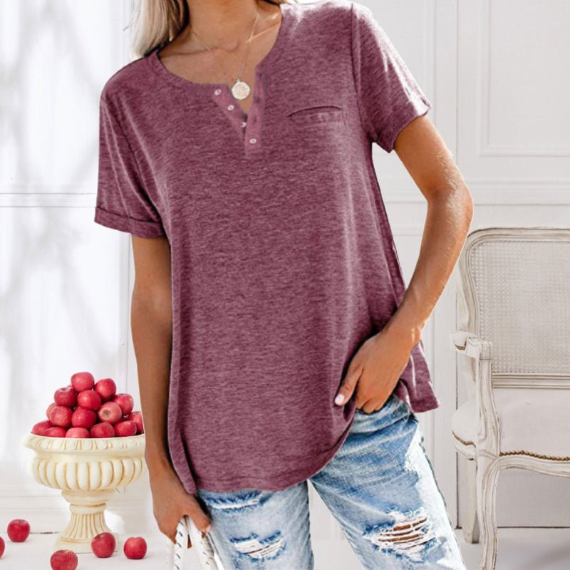 T-Shirt Femme Décontracté à Manches Courtes avec Col Rond