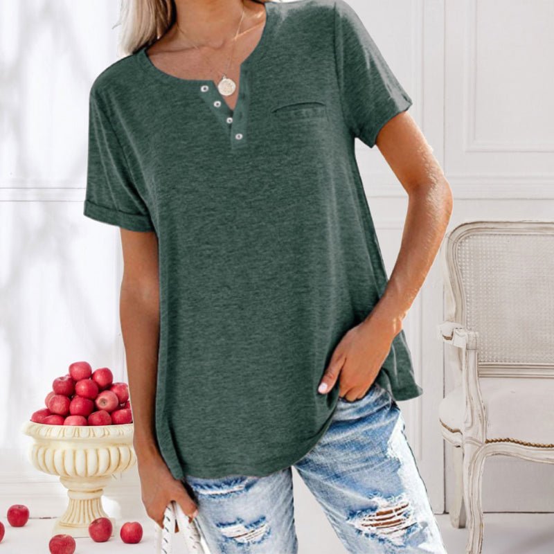 T-Shirt Femme Décontracté à Manches Courtes avec Col Rond