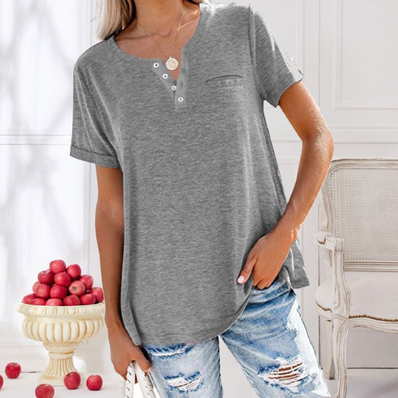 T-Shirt Femme Décontracté à Manches Courtes avec Col Rond