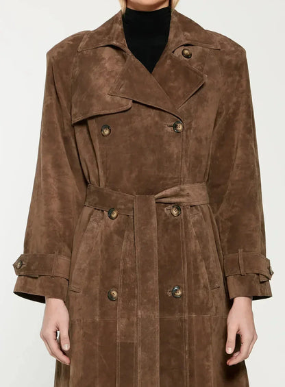 Manteau Long Élégant avec Ceinture pour Femmes