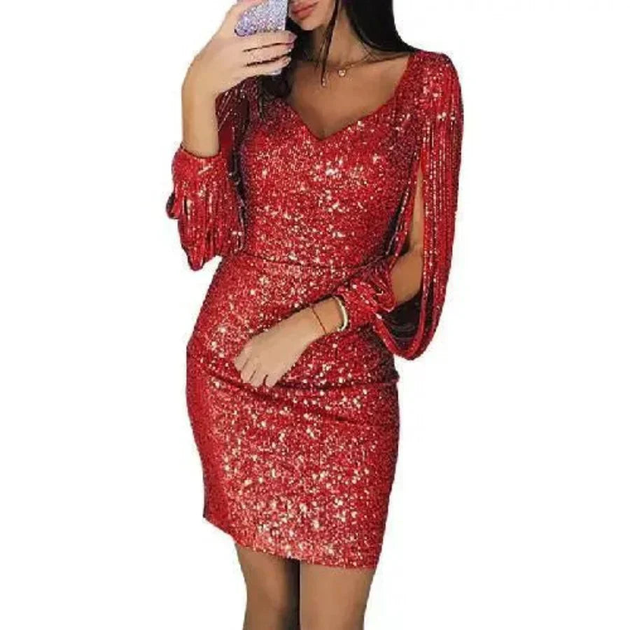 Robe de Cocktail Courte Élégante à Paillettes pour Femme
