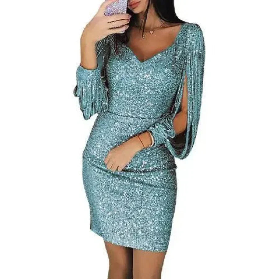 Robe de Cocktail Courte Élégante à Paillettes pour Femme