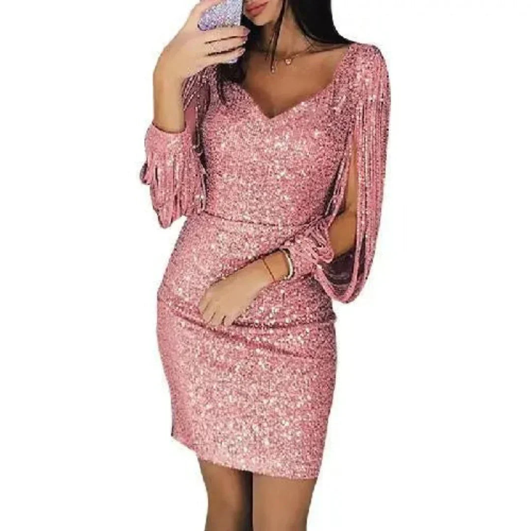 Robe de Cocktail Courte Élégante à Paillettes pour Femme