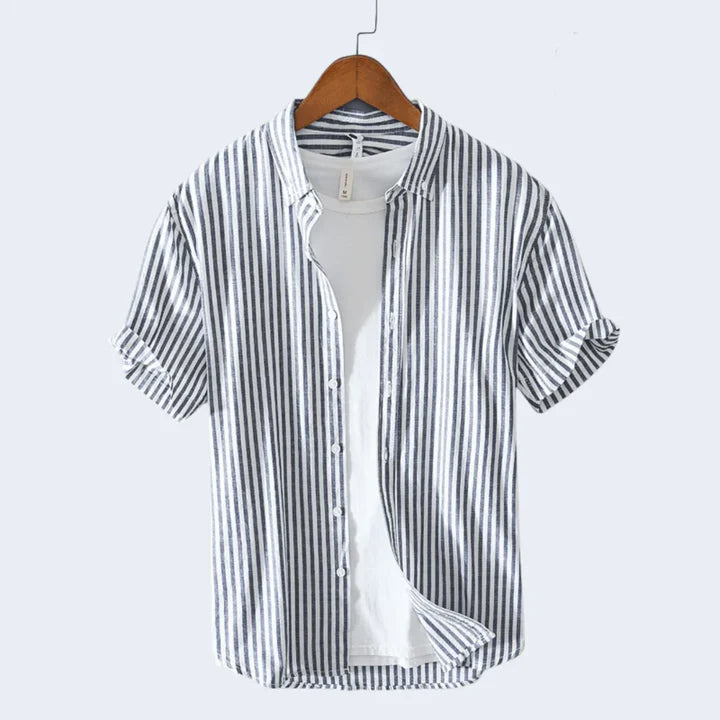 Chemise Homme Élégante Manches Courtes Boutons Nacrés - luxestyle