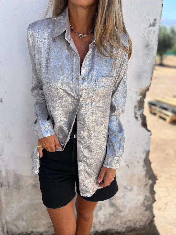 Chemise Féminine Élégante à Manches Longues Boutonnées - luxestyle