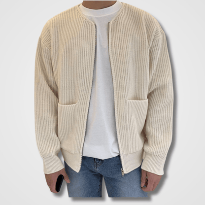 Gilet Homme Maille Châle Cognac - LuxeStyle