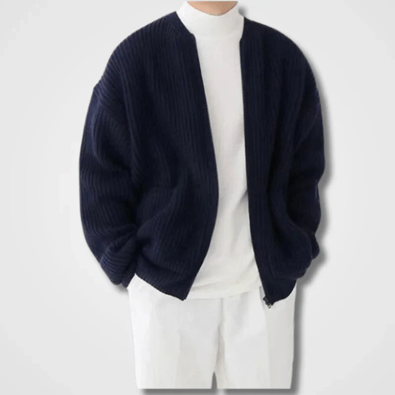 Pull En Maille Homme Manches Longues Zippé