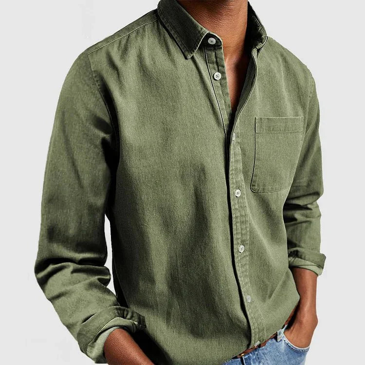 Chemise Classique Relâchée Pour Hommes Manches Longues