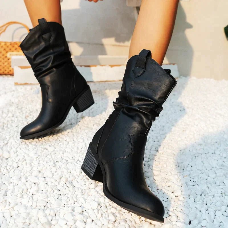 Bottes Féminines à Talon Bloc Rond - LuxeStyle