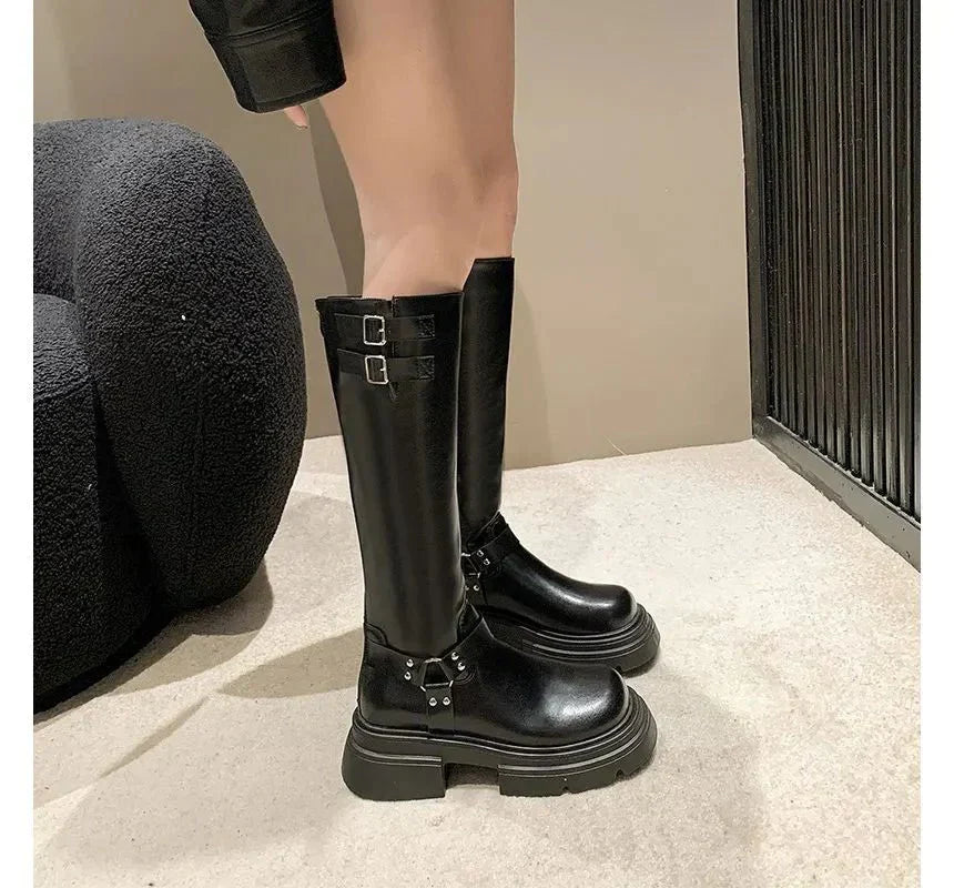 Bottes D'hiver À Boucles | Talons Carrés