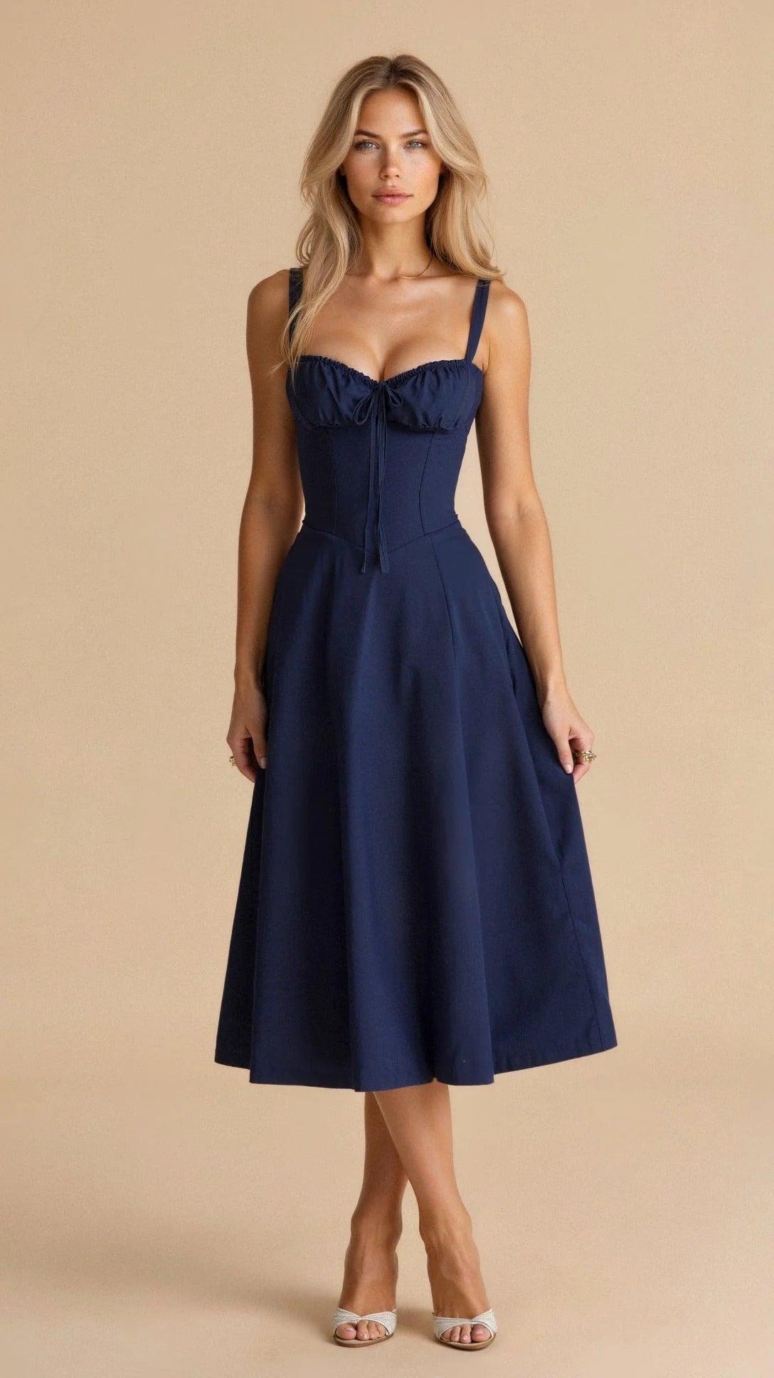 Robe de Soirée Élégante pour Femme - Robe Longue à Lacets Dos et Décolleté Séducteur