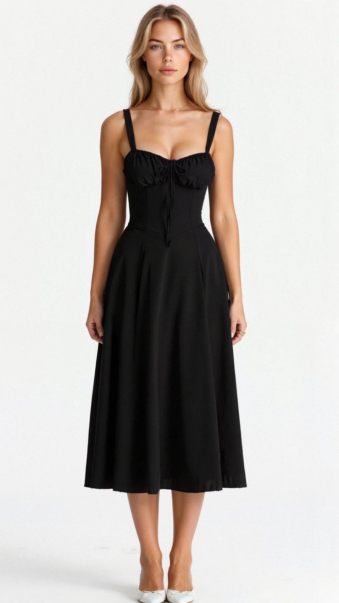 Robe Été Femme Longue à Dentelle avec Fente Séduisante