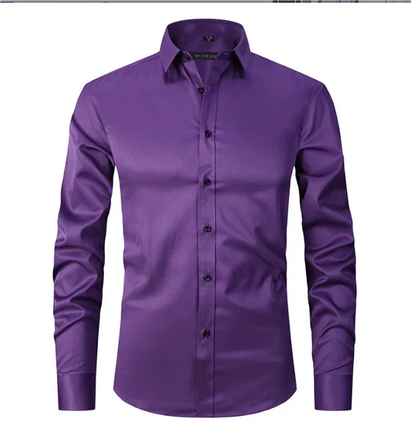 Chemise Homme Élégante Manches Longues Boutons Cachés