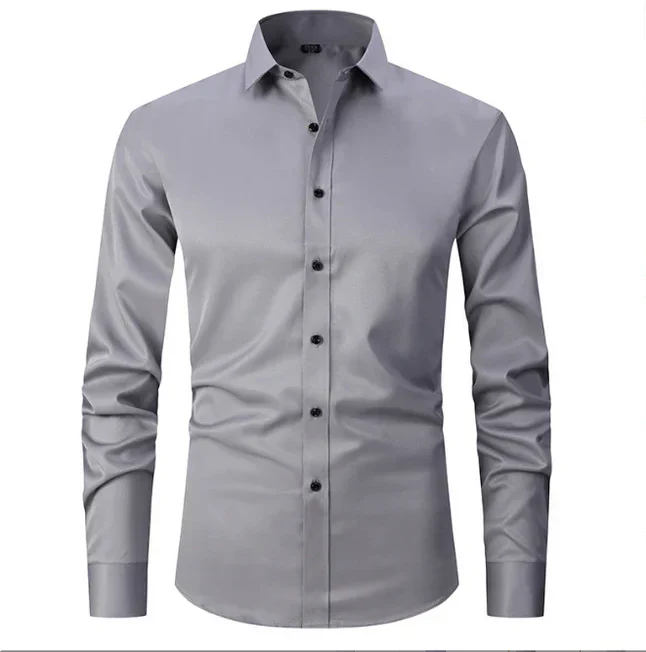 Chemise Homme Élégante Manches Longues Boutons Cachés