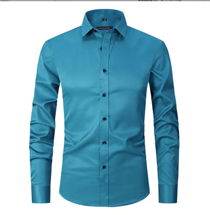 Chemise Homme Élégante Manches Longues Boutons Cachés