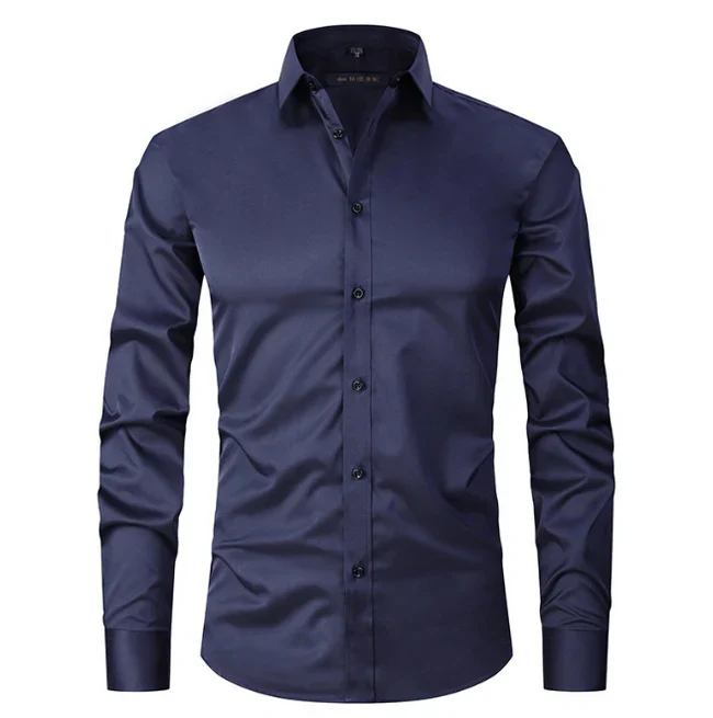 Chemise Homme Élégante Manches Longues Boutons Cachés