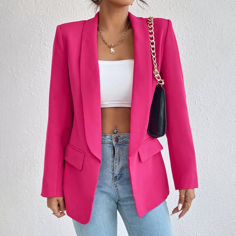 Blazer Femme Manches Longues Col Ouvert Élégant