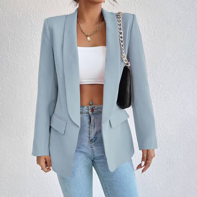 Blazer Femme Manches Longues Col Ouvert Élégant