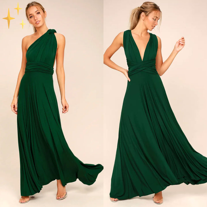 Robe Longue Femme Col en V Élégante - LuxeStyle