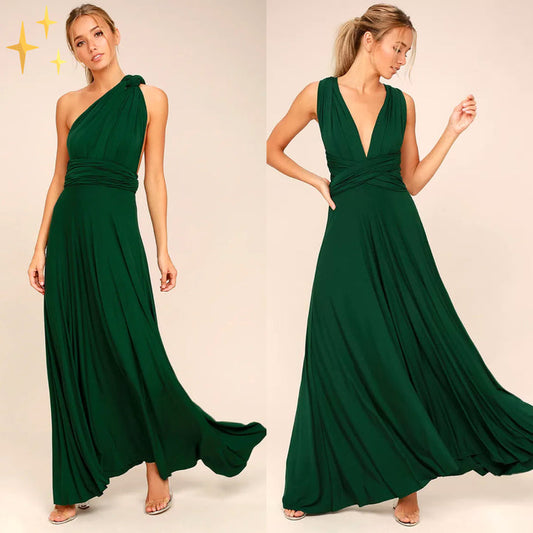 Robe Longue Femme Col en V Élégante - LuxeStyle