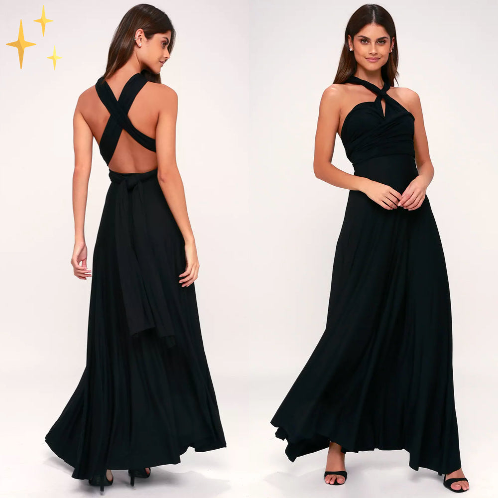 Robe soirée dos décolleté verte femme