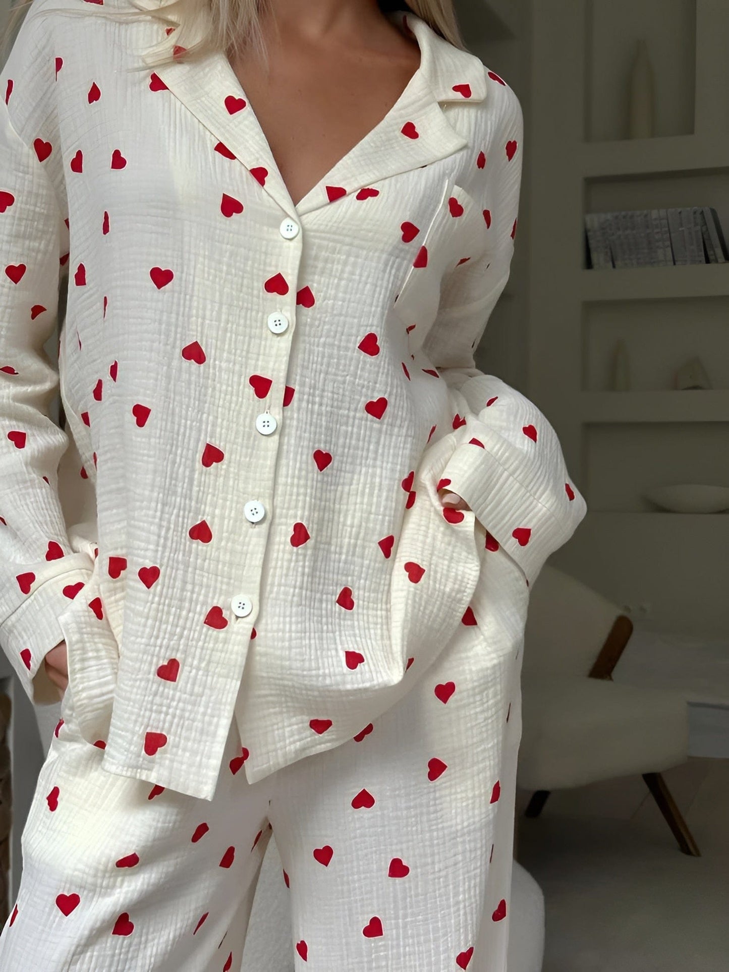 Pyjama Femme Doux à Fleurs pour Détente Maison