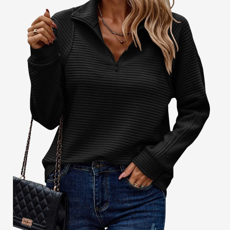 Pull Femme Élégant Col V Fermeture Éclair