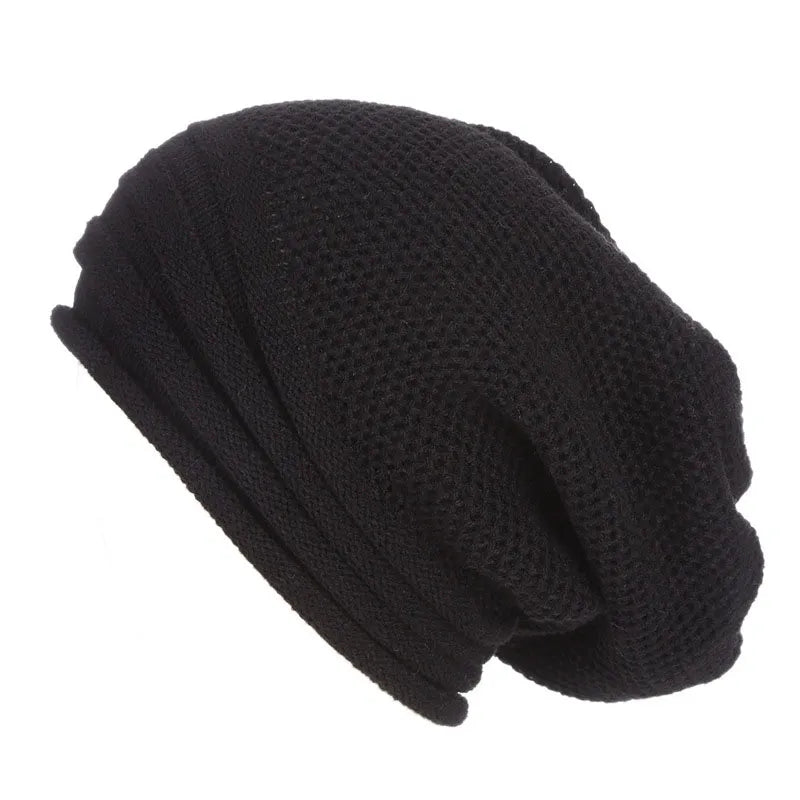 Bonnet Tricoté Uni Noir Hiver - LuxeStyle