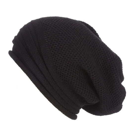 Bonnet Tricoté Uni Noir Hiver - LuxeStyle