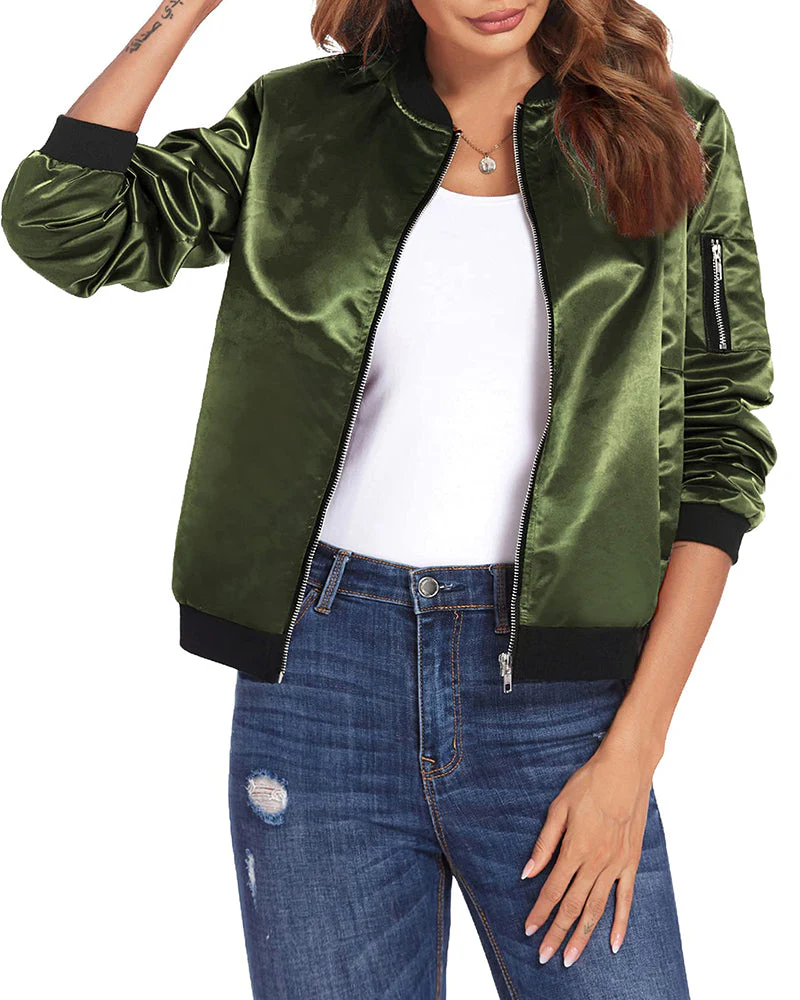 Blouson Femme Noir Décontracté Éclair