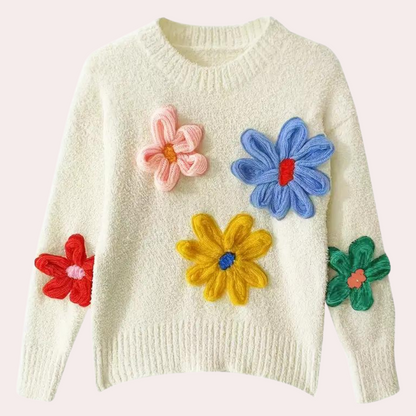 BRENDA - Pull Floral Multicolore pour Femmes