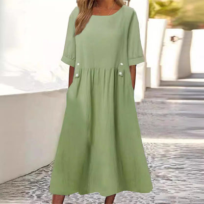 Robe Élégante Femme Grise Été avec Poches