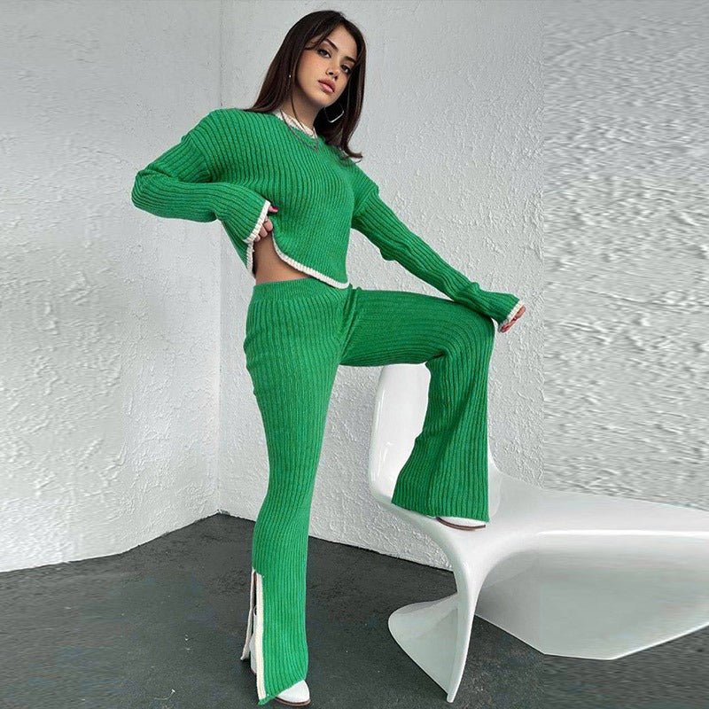 Ensemble Deux Pièces Femme Élégant : Top Court et Pantalon Slim
