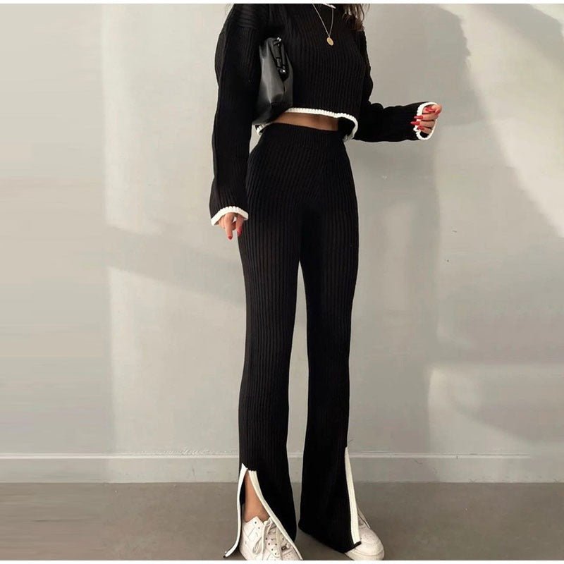 Ensemble Deux Pièces Femme Élégant : Top Court et Pantalon Slim