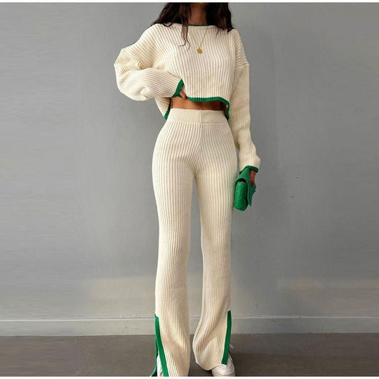 Ensemble Deux Pièces Femme Élégant : Top Court et Pantalon Slim - LuxeStyle