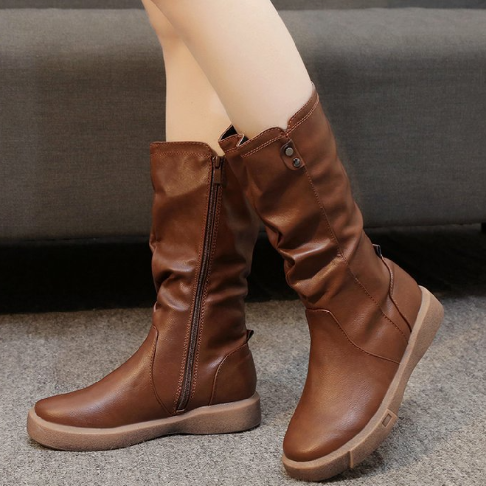ELISA - Bottes d'Hiver Traditionnelles Mi-Mollet pour Femmes