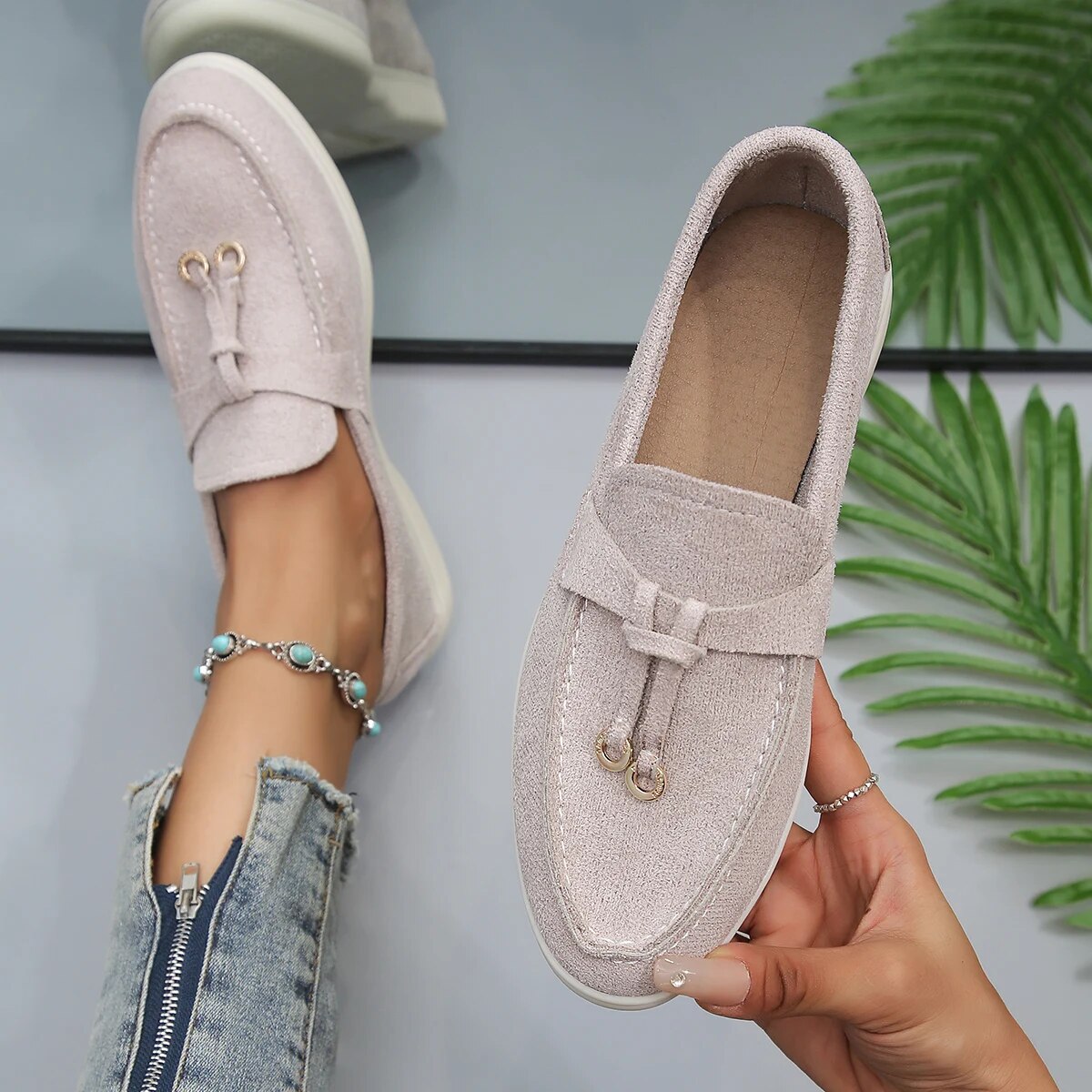 Mocassins Femme Blanches Brodées Élégantes