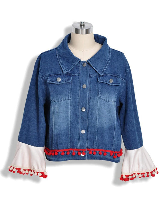 Veste Jean Féminine Col Rabattu Manches Longues - LuxeStyle