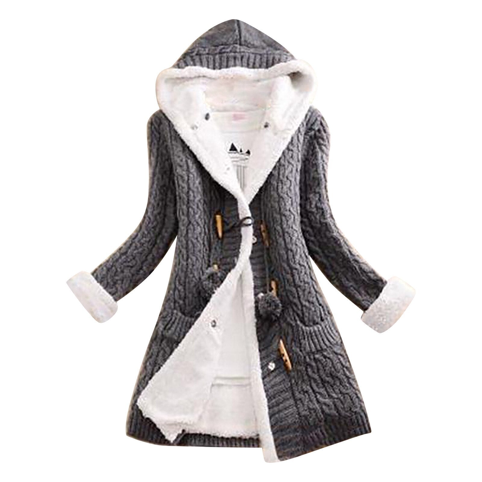 Cardigan Douillet à Manches Longues avec Poches et Fermeture Boutons - LuxeStyle