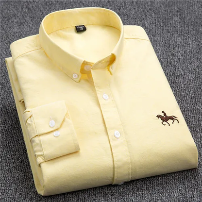 Chemise marine à rayures classique avec logo équestre