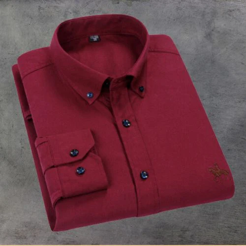 Chemise marine à rayures classique avec logo équestre