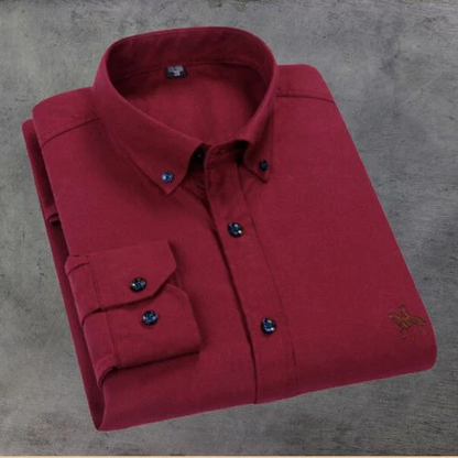 Chemise marine à rayures classique avec logo équestre