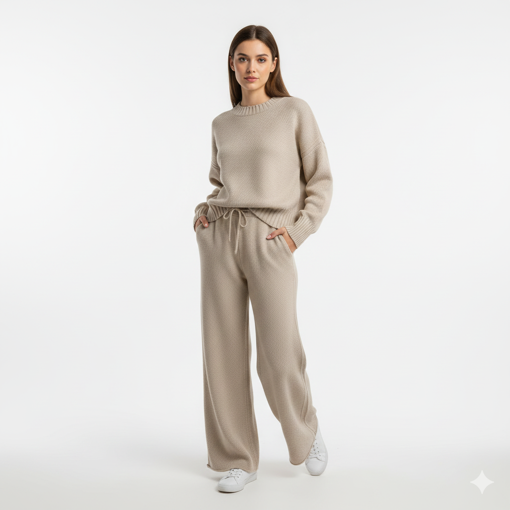 Tenue Détente Femme 2 Pièces – Pull et Pantalon Élégant en Polyester Écologique - LuxeStyle