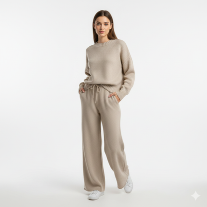 Tenue Détente Femme 2 Pièces – Pull et Pantalon Élégant en Polyester Écologique - LuxeStyle